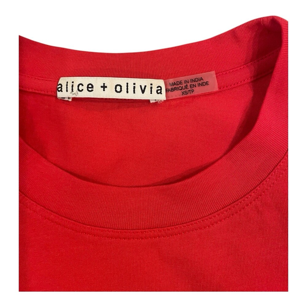Alice + Olivia Short Sleeve Top Red Cotton T-shirt Women’s XS - Picture 3 of 8